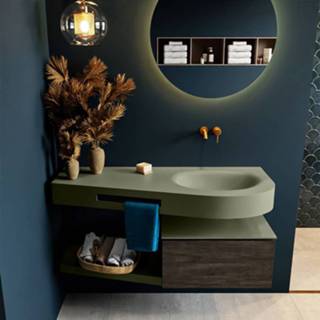 👉 Badmeubel bruin Mondiaz Riva 120cm Dark Brown met 1 lade en wastafel rechts 0 kraangaten Army 6017316073042