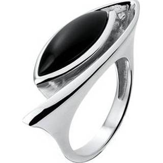 👉 Zilveren fantasie ring active zwarte met Gepunte Ovale Onyx