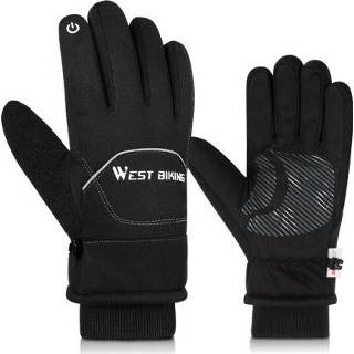 👉 Handschoenen zwart antislip l active West Biking YP0211221 Winter Warm Fleece Rijphandschoenen Waterdichte Touch Screen Handschoenen, Grootte: (zwart)