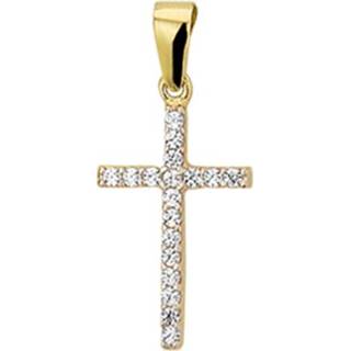👉 Hanger geelgoud active Slanke Kruis van met Zirkonia’s