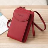 👉 Mobiele telefoon rode PU active vrouwen Kelly Belly B8591 Dames Tas Messenger Bag Long Type Shoulder Multi-Purpose Portemonnee (Rode Wijn)