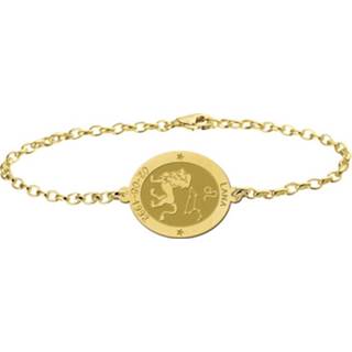 👉 Gouden armband active met Ovaalvormige Leeuw Sterrenbeeld Naamhanger > Names4ever