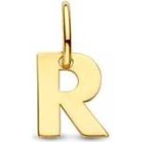 👉 Letter R Hanger in massief 14 Karaat Goud