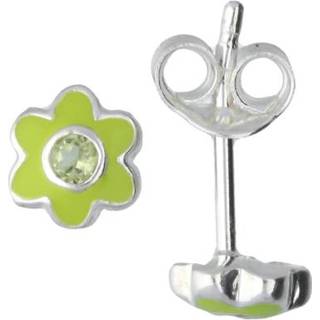 👉 Oorknop groene emaille zilver active kinderen Lilly Bloem Oorknoppen van voor 8712121519980