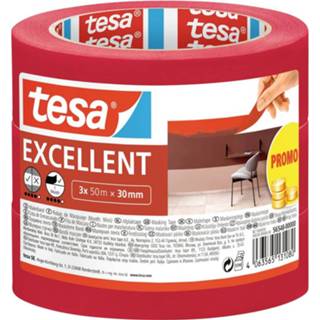 👉 Rood Tesa EXCELLENT 56548-00000-00 Schilderstape (l x b) 50 m 30 mm 3 stuk(s) 4063565131080