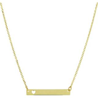 👉 Graveerplaatje active 14K Geelgouden Ketting met en Hartje 25 mm