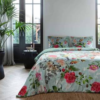 👉 Kussen slop katoen katoen-satijn blauw groen Dekbedovertrek Fortuna 1-persoons (140x200/220 cm) - Bloemen Blauw, Groen, Ga naar Dekbed-Discounter.nl & Profiteer Nu 8717285198026