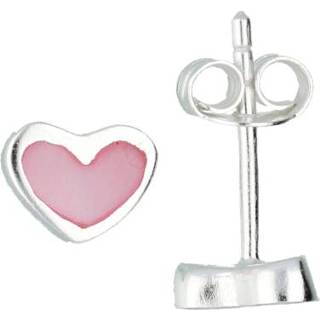 👉 Oorknop roze zilveren parelmoer active Lilly Hartvormige Oorknoppen met 8712121398158