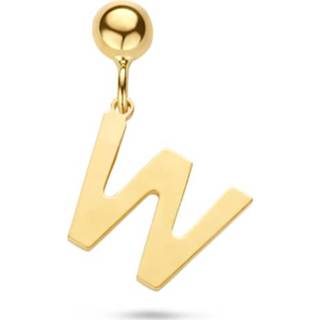 👉 Oorhanger geelgoud active Letter W van 14K