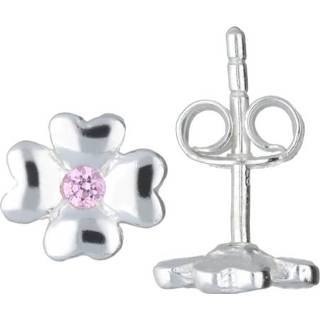 👉 Oorknop roze zilveren active Lilly Klavertjevier Oorknoppen met Zirkonia 8712121520795
