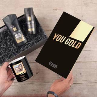 👉 Deodorant goud Gepersonaliseerde Axe geschenkset - Bodywash & + magic mok Gold 4251217129893