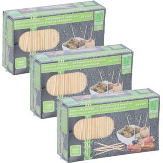 👉 Cocktailprikker beige houten hout 3000x Stuks cocktailprikkers 6,5 cm in doosje