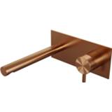 👉 Wastafelmengkraan messing PVD Koper Geborsteld Brauer Copper Edition inbouw met rechte uitloop links en afdekplaat model B1 5-GK-004-S5 4260483797781