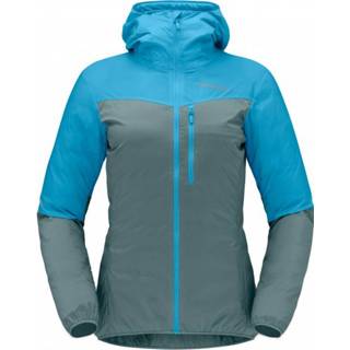 👉 Norrøna - Women's Falketind Aero60 Hood - Windjack maat L, turkoois/blauw/grijs