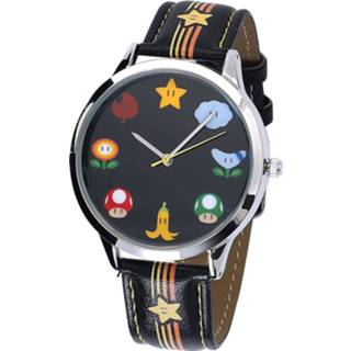 👉 Pols horloge zwart hoofdmateriaa polyurethaan unisex Super Mario - Symbole Polshorloges