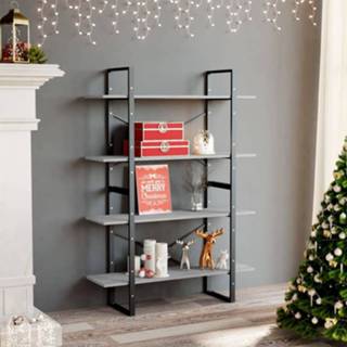 👉 Boekenkast active met 4 schappen 100x30x140 cm spaanplaat betongrijs 8720286567715