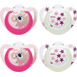 👉 Speen meisjes roze NUK Fopspeen Star Day & Night , maat 2 in roze/roze