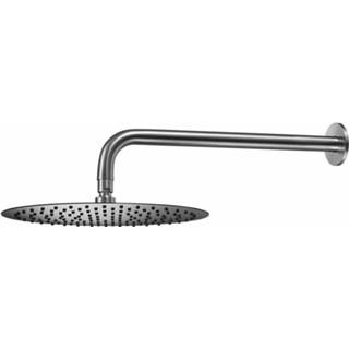 👉 Hoofddouche koper Qisani Flow met wanddouchearm Ø 30 cm Geborsteld Copper 8711647685940