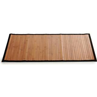 Vloermat zwarte bruin bamboe Badkamer anti-slip 50 x 80 cm met rand