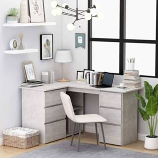 👉 Hoekbureau 145x100x76 cm spaanplaat betongrijs