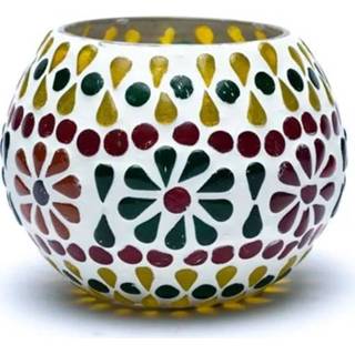 👉 Sfeerlicht glas Mosaïek Waxinelichthouder Bloemen - 7 cm 8720512972252