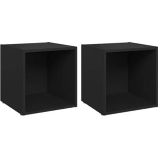 👉 Spaan plaat zwart Tv-meubelen 2 st 37x35x37 cm spaanplaat 8720286354100