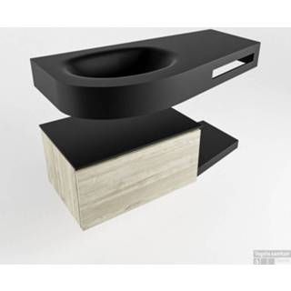 👉 Badmeubel MONDIAZ RIVA 100cm onderkast / planchet kleur Washed_Oak met 1 lade. Wastafel DULCET links kraangat Urban. 6017332353333