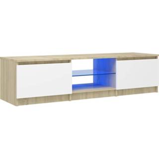 👉 Wit eiken Vidaxl Tv-meubel Met Led-verlichting 140x40x35,5 Cm Sonoma 8720286217078