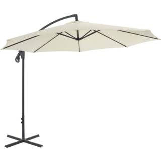 👉 Zweefparasol zandkleurig active met stalen paal 300 cm 8718475711261