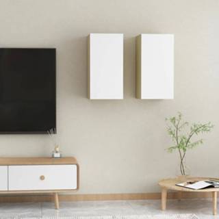 👉 Spaanplaat wit active Tv-meubelen 2 st 30,5x30x60 cm sonoma eikenkleur 8720286351925