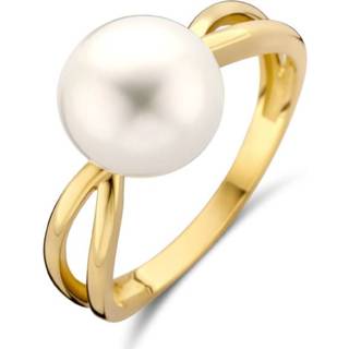 👉 14K Geelgouden Ring met Witte Zoetwaterparel
