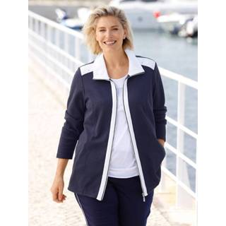 👉 Sweatvest marine wit effen vrouwen ritssluiting m. collection Marine/Wit 4055707528063