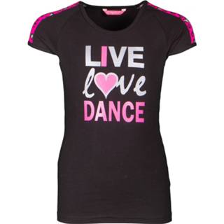 👉 Papillon sportshirt I Love Dance raglan meisjes katoen zwart/roze maat 128