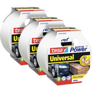 👉 Textieltape wit Tesa UNIVERSAL 56348 (l x b) 10 m 50 mm 3 stuk(s) 4063565133244