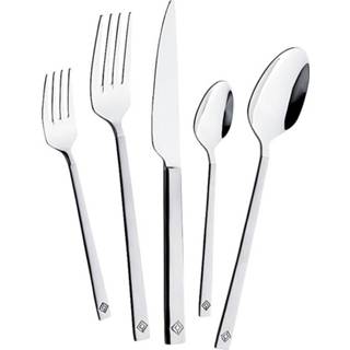 👉 Bestekset zilverkleur RVS unisex deels chic gesatineerd 30-delige Amalfi Mulex 4032955192857