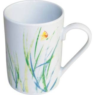 👉 Koffiemok wit groen porselein unisex vlinderdessin Set van 6 koffiemokken Paradiso Arte Viva Wit/Groen