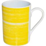 👉 Koffiemok geel wit porselein unisex tijdloos cilindrisch model Set van 6 koffiemokken Allegra Moda Arte Viva Geel/Wit