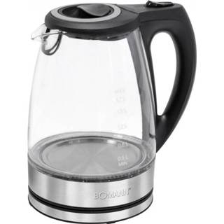 👉 Waterkoker zwart glas RVS Bomann WKS 6032 G CB 1.7L 2200W RVS/Zwart