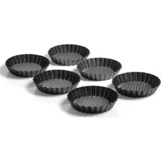 👉 Taart zwart Set Van 6 Ronde Mini Taart/quiche Bakvormen 10 Cm Bakbenodigdheden - Bakringen 8720276817547