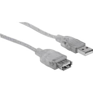 👉 Zilver mannen Manhattan USB-kabel USB 2.0 USB-A stekker, bus 4.50 m