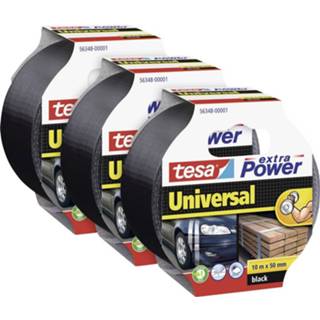 👉 Textieltape zwart Tesa extra Power® UNIVERSAL 56348 (l x b) 10 m 50 mm 3 stuk(s) 4063565026126