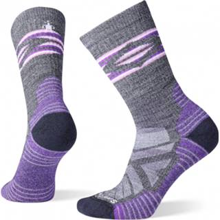 👉 Wandelsok m vrouwen grijs purper Smartwool - Women's Hike LC Broken Stripes Pattern Crew Wandelsokken maat M, grijs/purper 196009143456