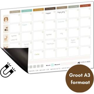 👉 Whiteboard jongens Magnetische Weekplanner Maandplanner Dagritmeplanner en Familieplanner in één - Bosdieren 42 x 30 cm 7442955690661