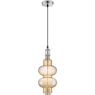 👉 Hanglamp staal glas zilver Light depot - Vintage Diabolo Mat amber Outlet 8718808339728