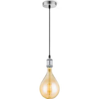 Hanglamp staal glas zilver Light depot - Vintage Pear Mat staal- amber Outlet 8718808378673