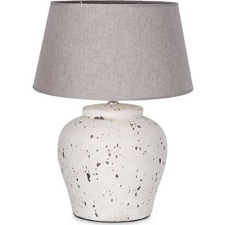 Tafellamp grijs beige keramiek Home sweet vaaslamp Lune grijs/beige & lampenkap Melrose - 8718808207362