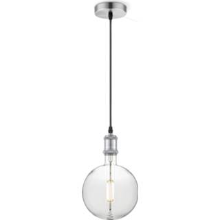 Hanglamp staal glas zilver Light depot - Vintage Globe g180 Mat helder Outlet 8718808339667