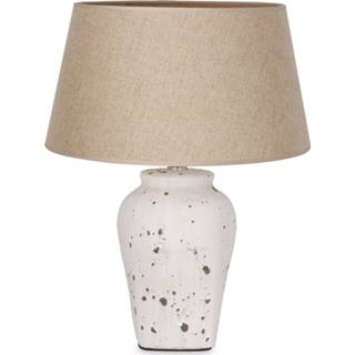 👉 Tafellamp grijs beige keramiek beton taupe Light depot - vaaslamp Luke grijs/beige & lampenkap Melrose Outlet 8718808377317