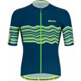 👉 Fiets shirt XXL mannen blauw groen Santini - Tono Profilo S/S Jersey Fietsshirt maat XXL, blauw/groen 8050703150207