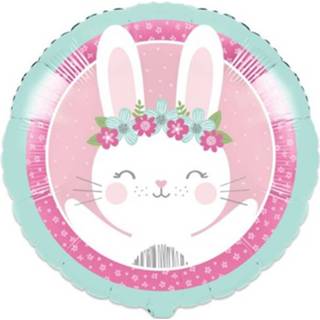 👉 Folie roze wit meisjes Witbaard Ballon Birthday Bunny 46 Cm Roze/wit 39938567309